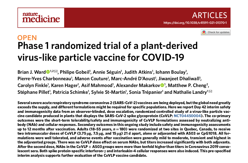 Medicago's COVID-19 vaccine